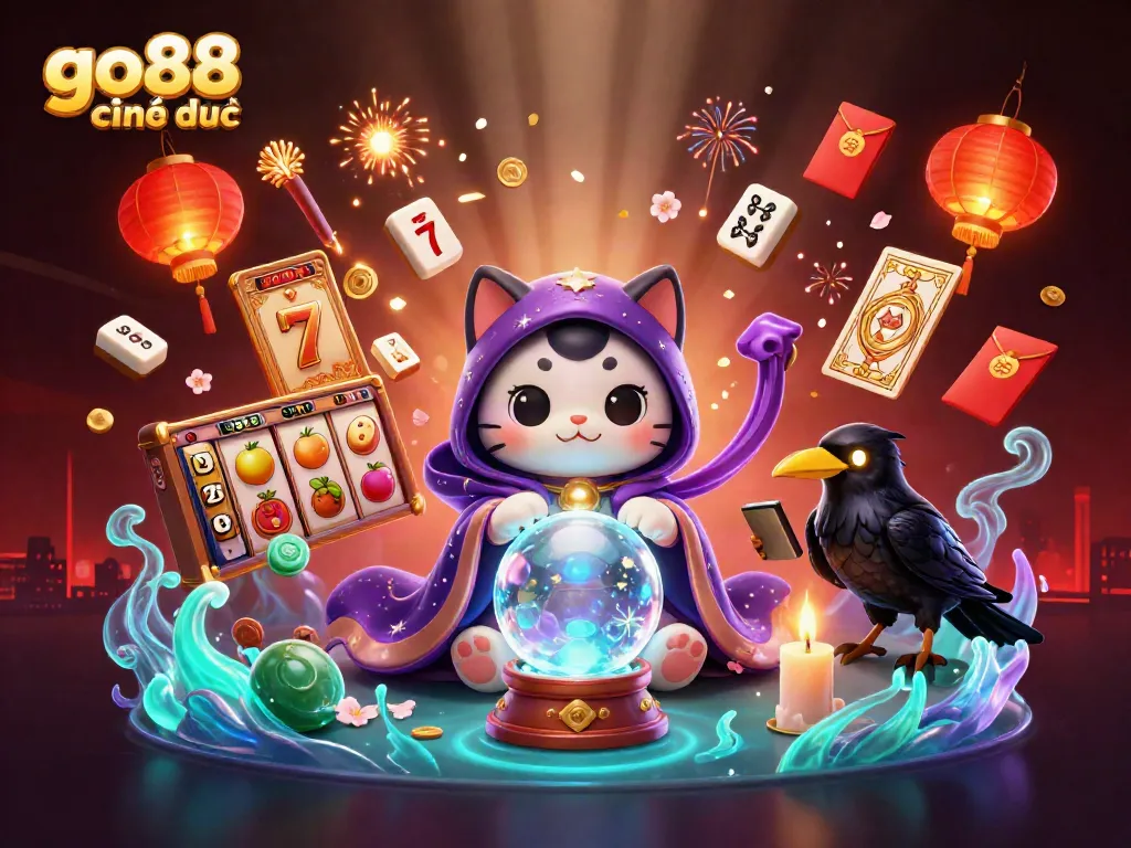 Experience thrilling gaming with "go88 chính thức" featuring vibrant 3D casino magic and slot elements.
