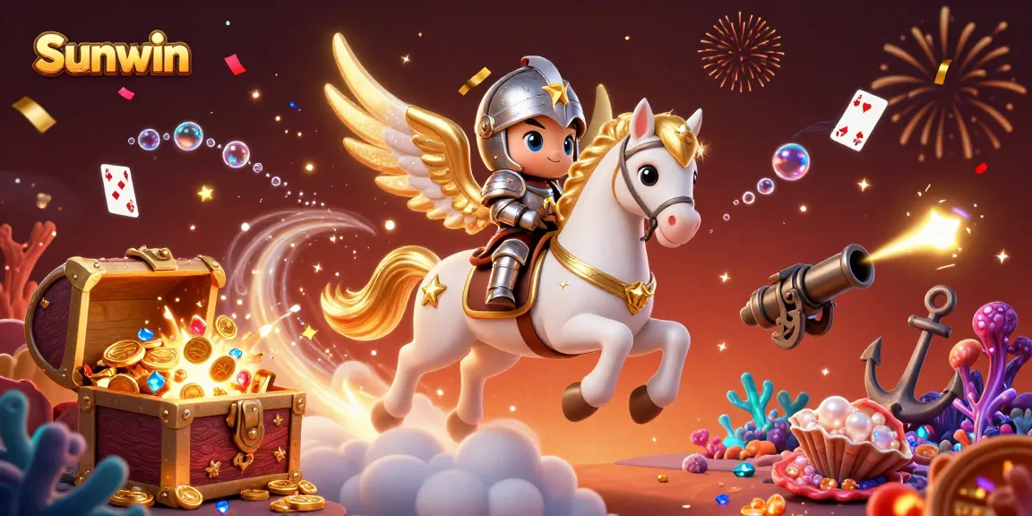 Sunwin offers thrilling gameplay as the celestial knight wins big with treasure in an enchanting casino world.